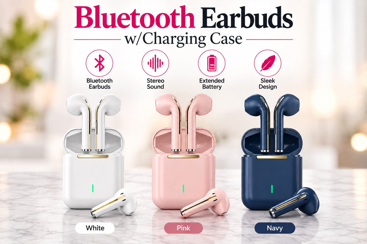 Metallic True Wireless Earbuds w/Case