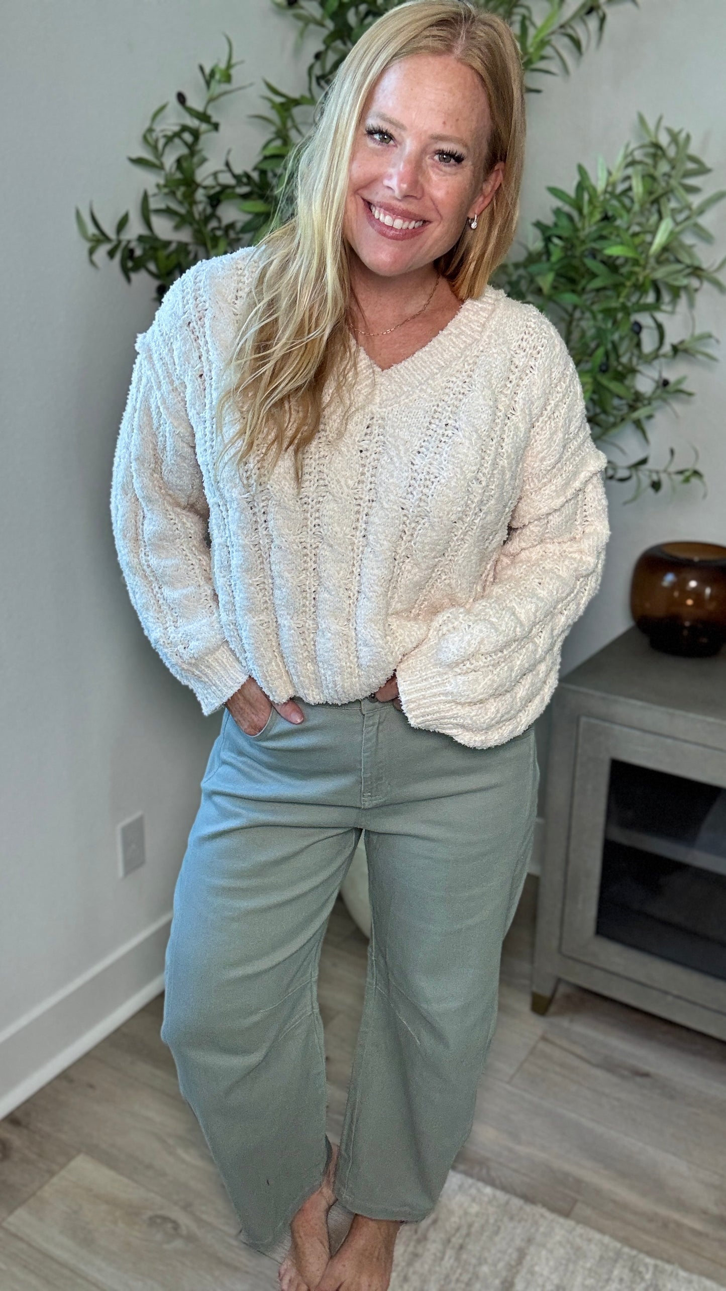 Twill Sage Barrel Pant