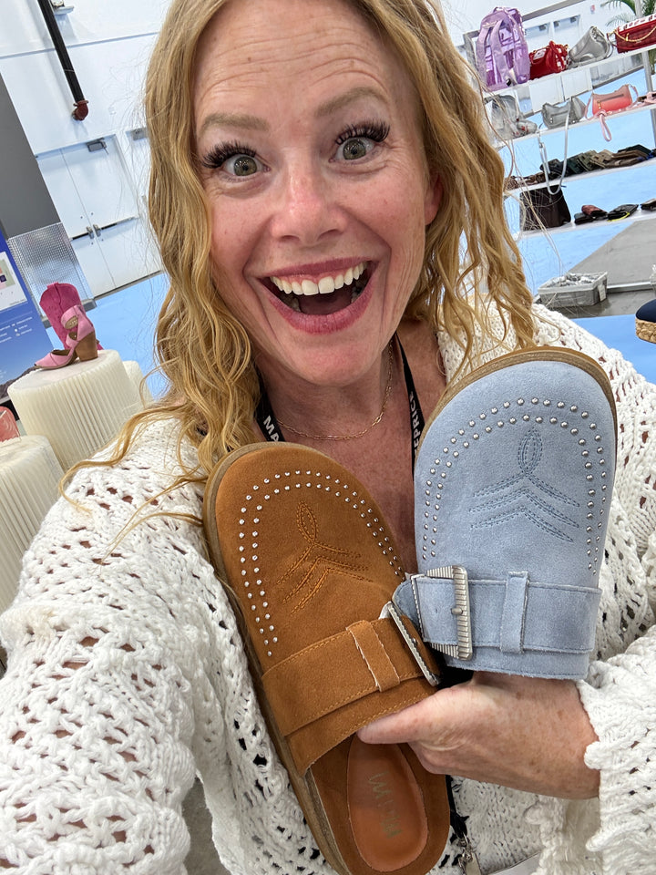 Josephine Suede Slide in Rust