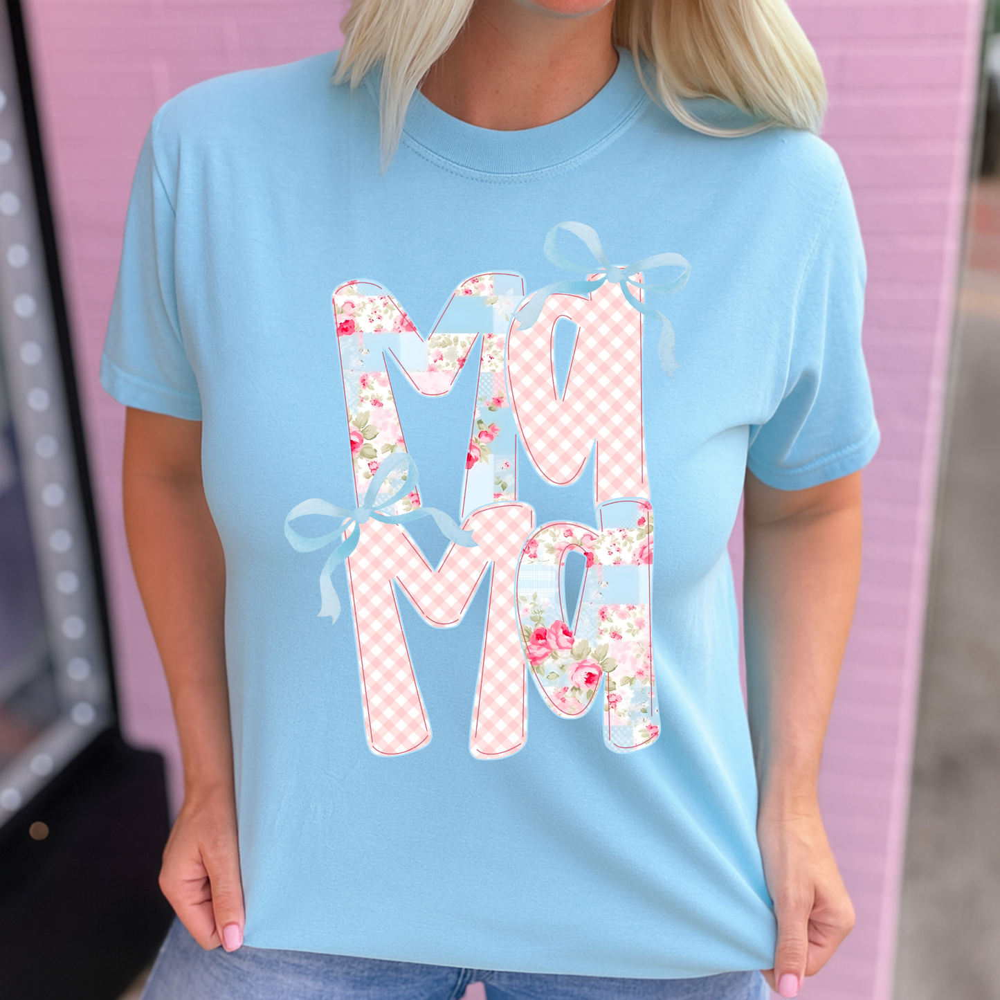 Floral Gingham Mama Graphic Tee