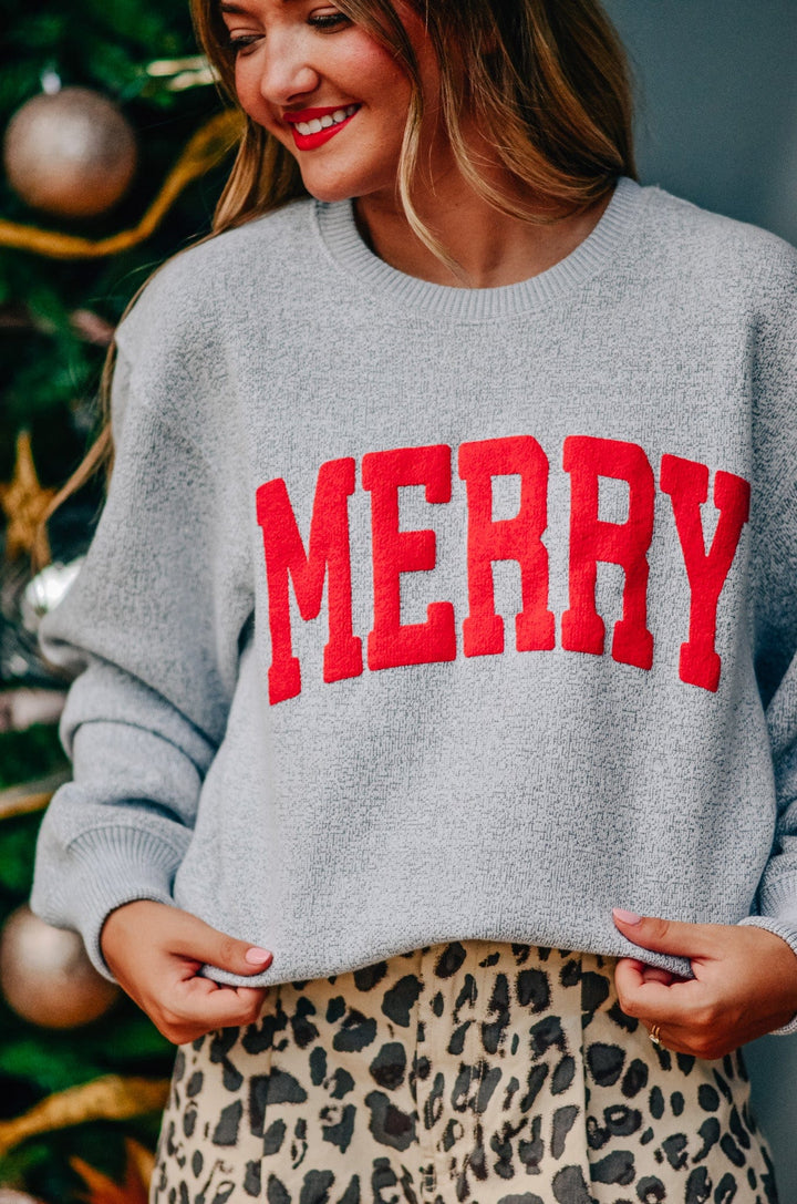 Merry Silver Knit Sweatshirt