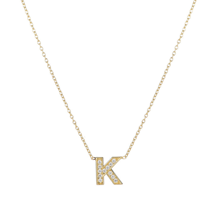 Custom Impression Initial Necklace (Water Resistant & Pave Crystal)