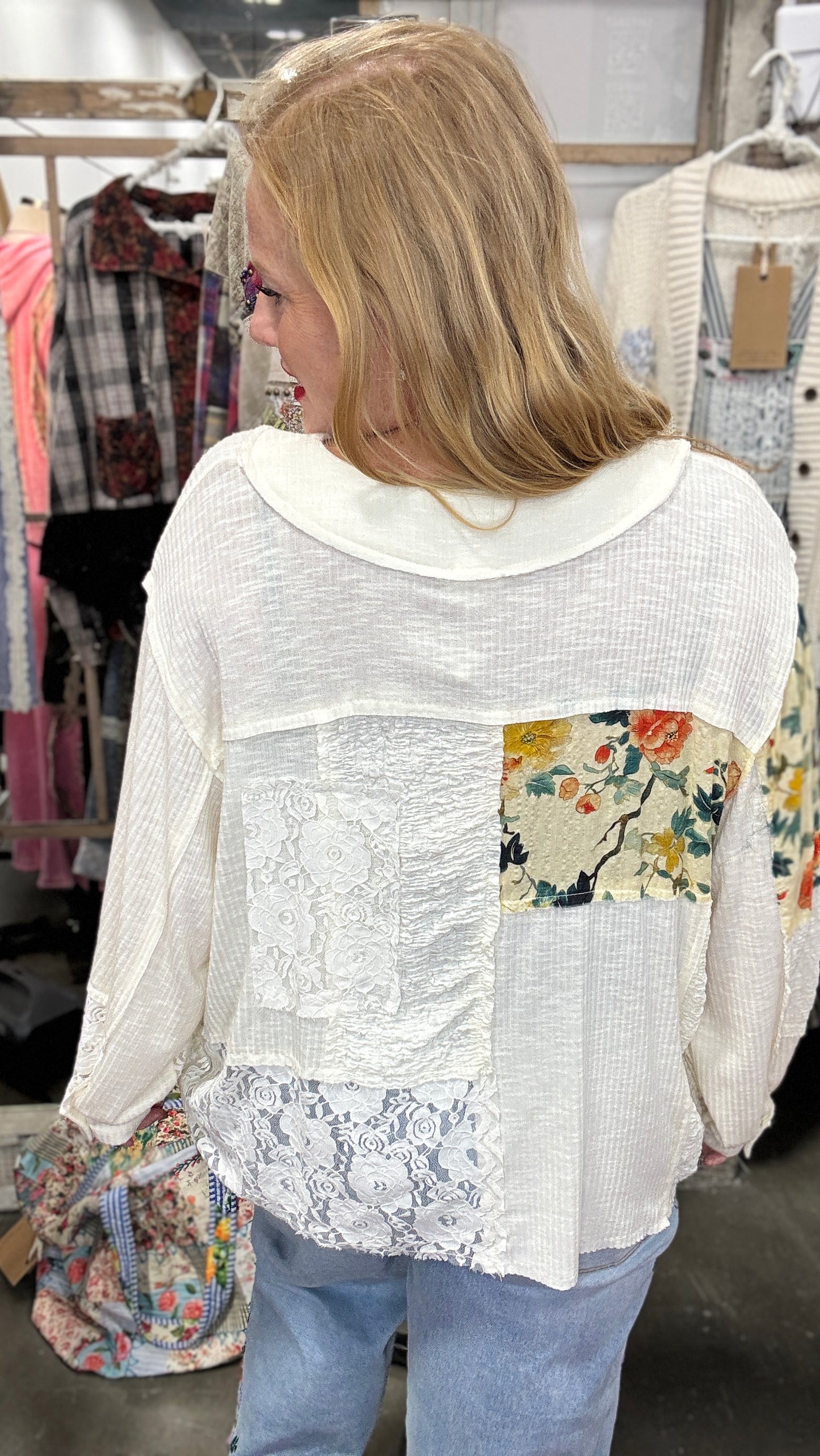 Creme De La Creme Mixed Media Top by POL
