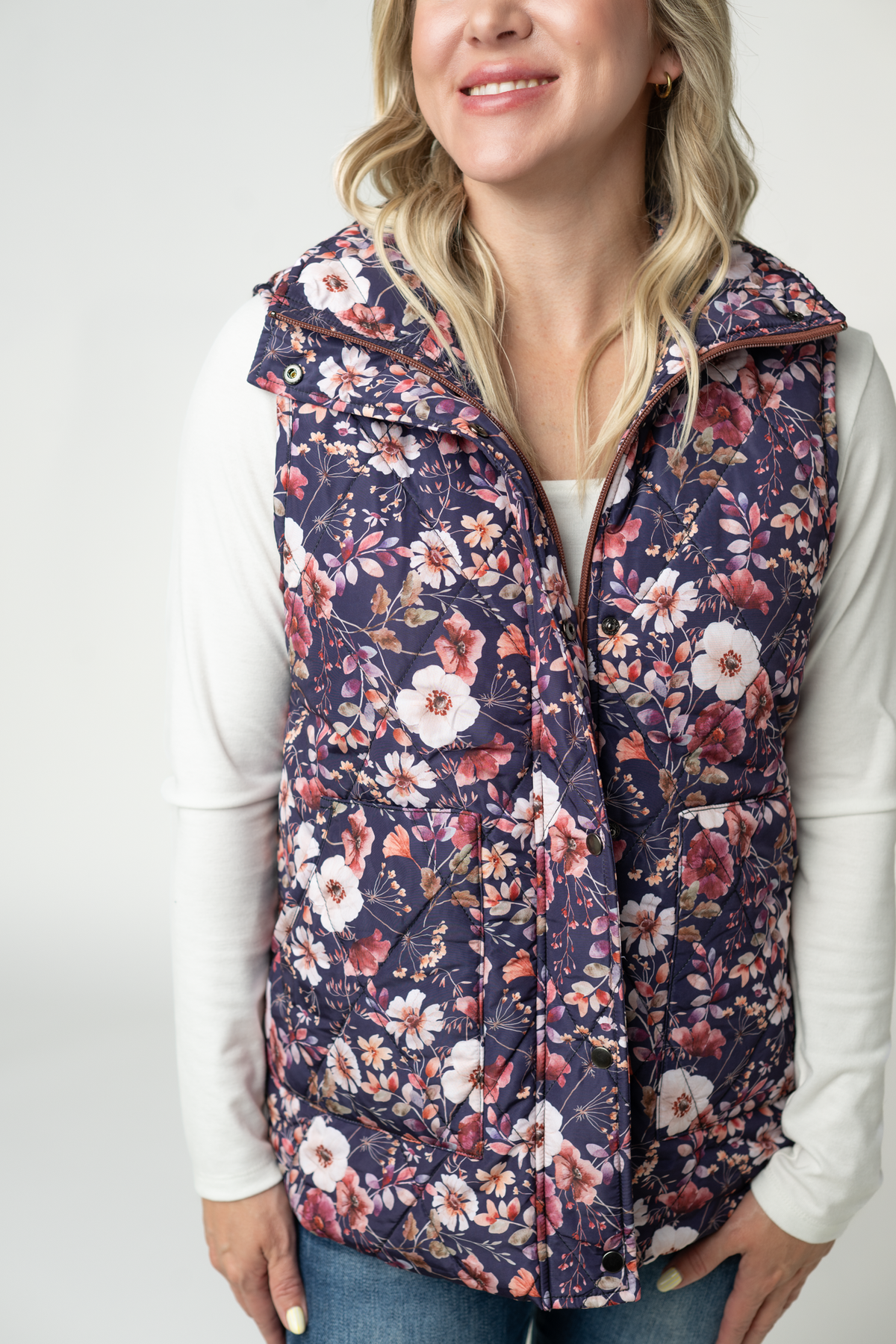 Remy Zip Up Vest - Blushwood Floral