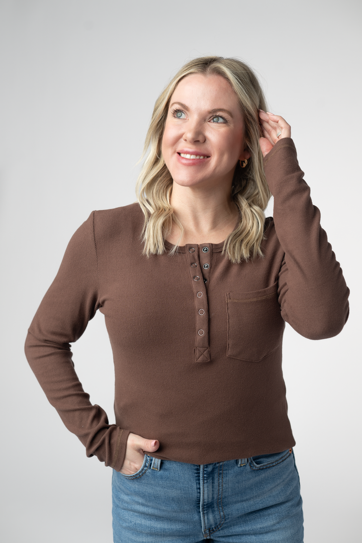 Georgia Long Sleeve Top - Brown