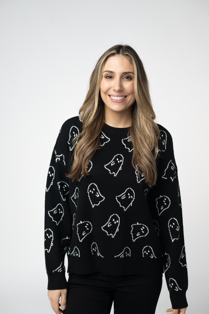 Ghost Pullover Sweater - Midnight Ghosts