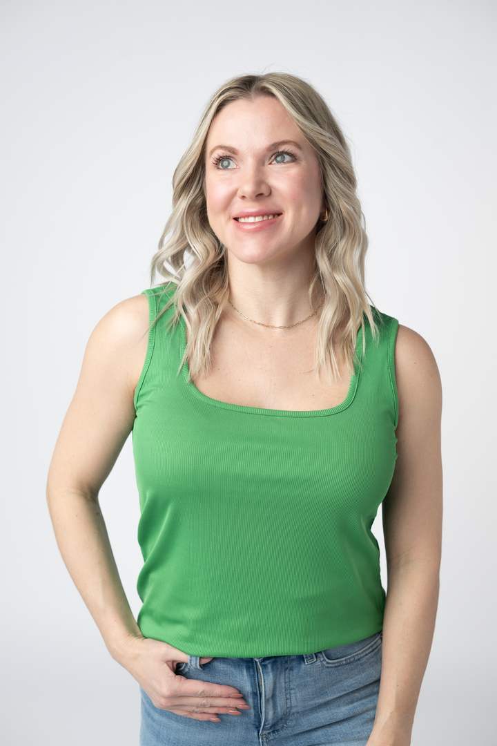 Rachel Ribbed Tank - Kelly Green