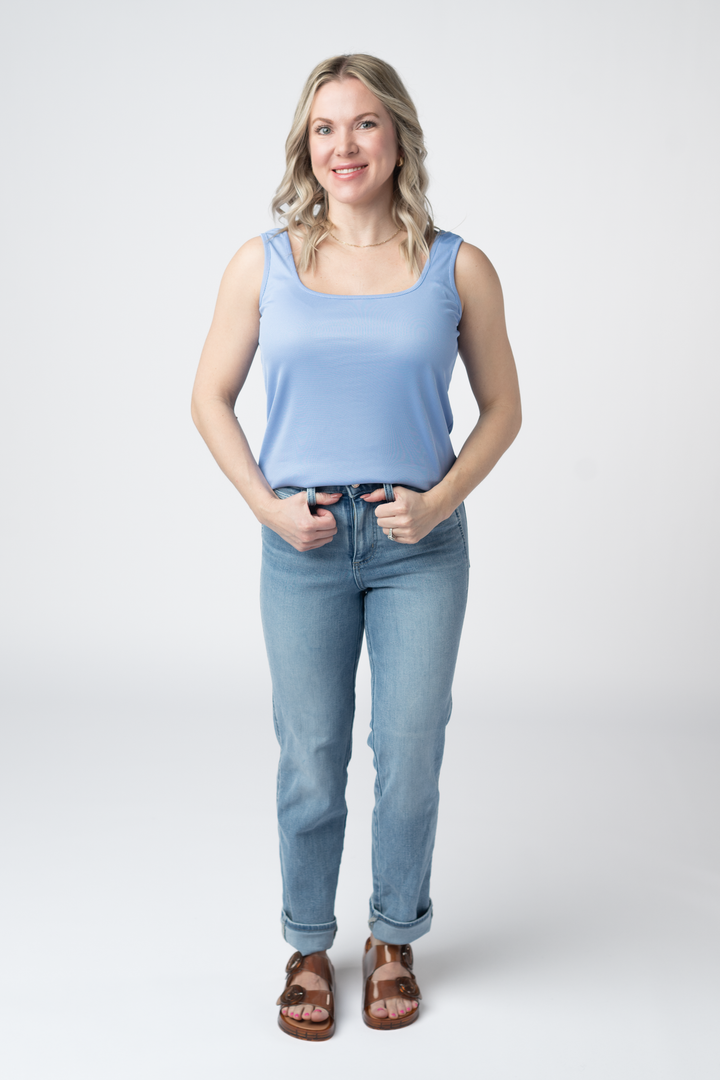 Rachel Ribbed Tank - Sky Blue