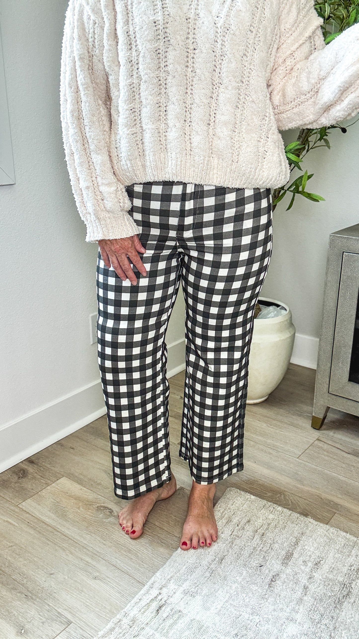 Check Me Out Gingham Wide Leg Jeans