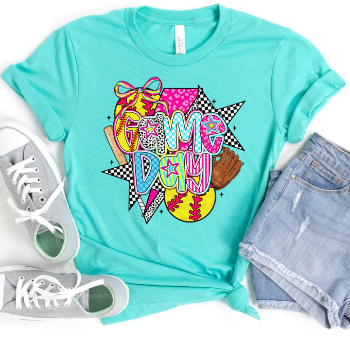Lightning Bolt Game Day Softball Graphic Tee