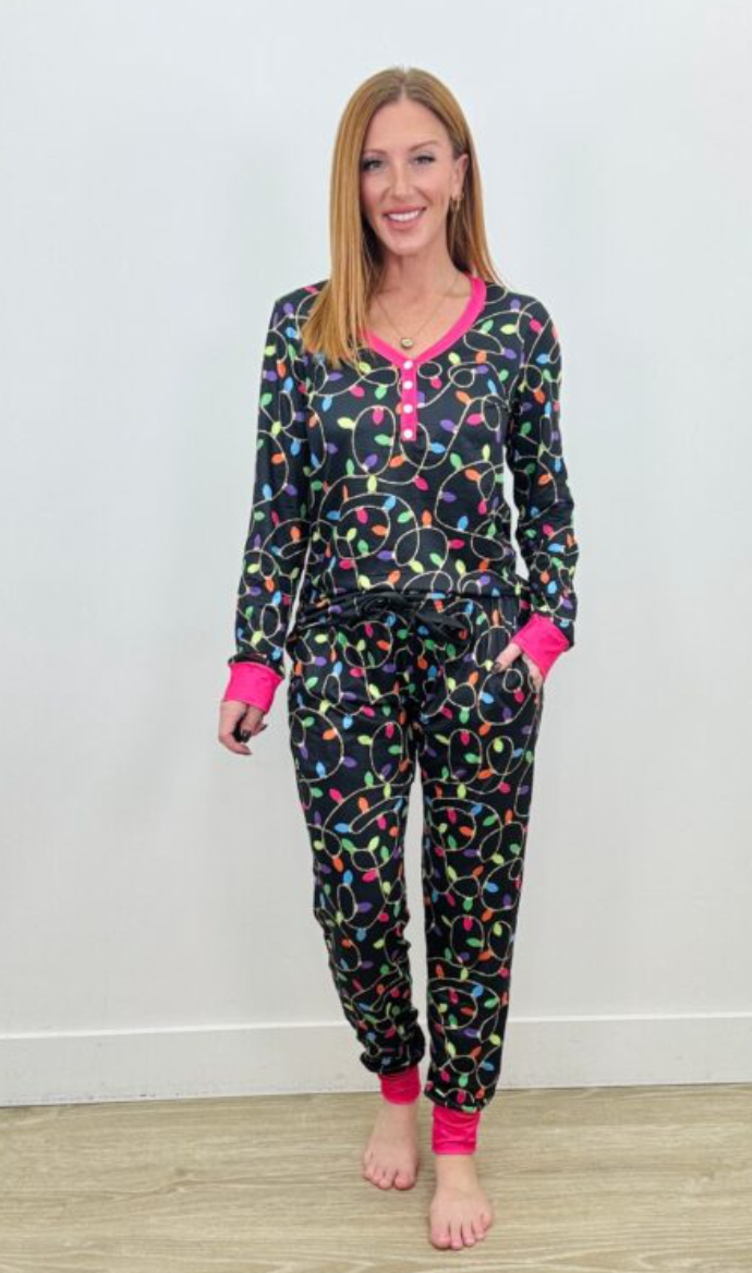 Holiday Lights Pajama Jogger Pre-Order by Shirley & Stone