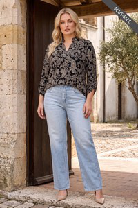 Liz Lane Black Printed Blouse plus size