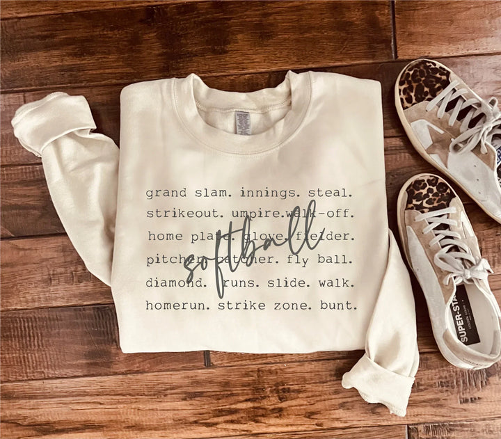 Softball Words Sweatshirt in Two Colors