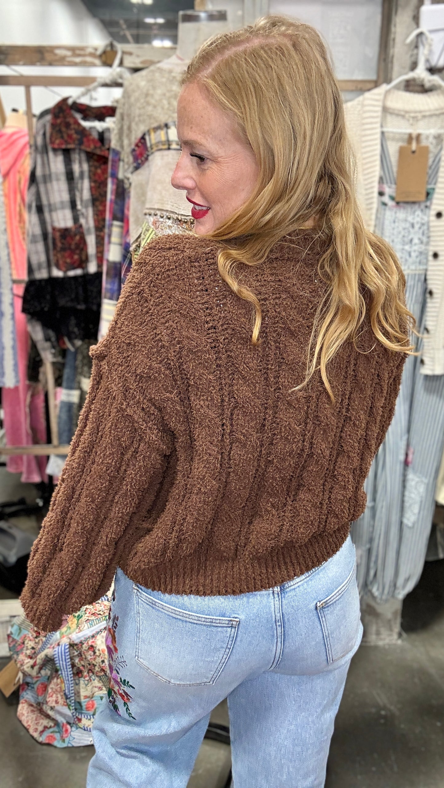 Cable Knit Chenille Sweater by POL