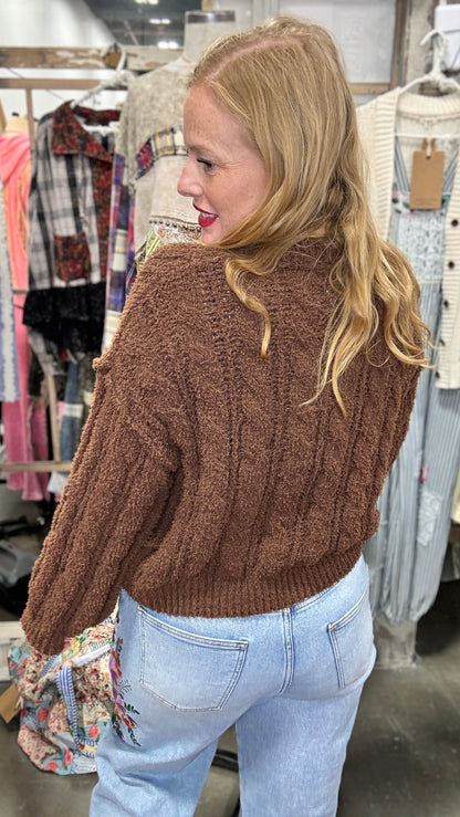 Cable Knit Chenille Sweater by POL