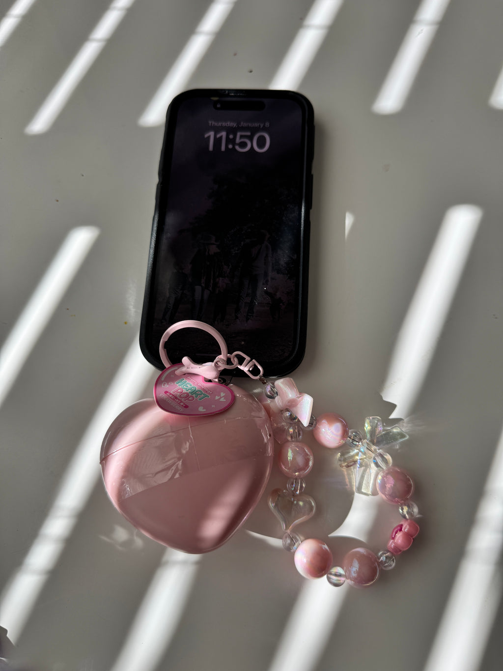 Heart Pop Hand Cream Keychain W/ Cell Phone Case Tether