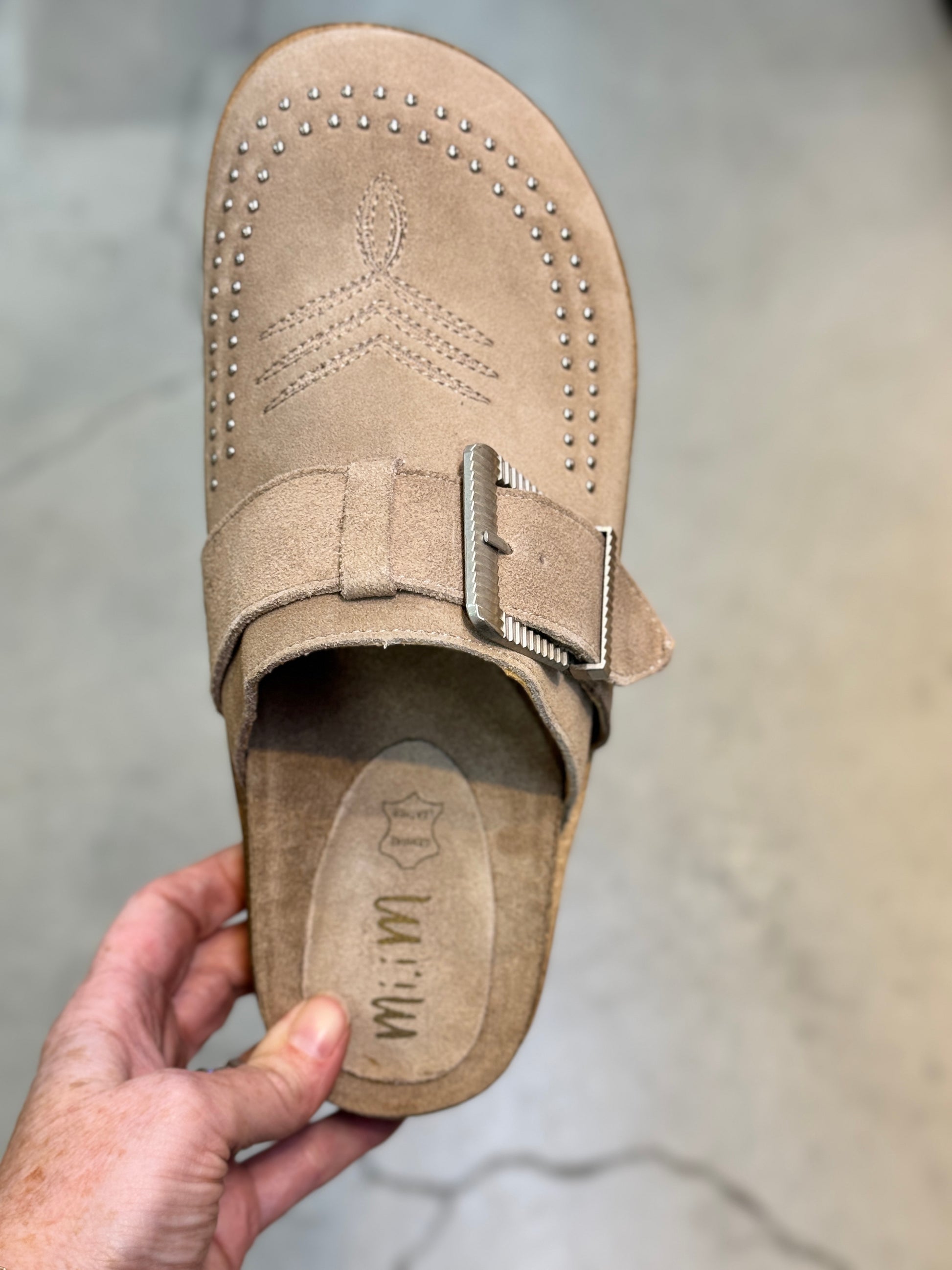 Josephine Suede Slide in Grey