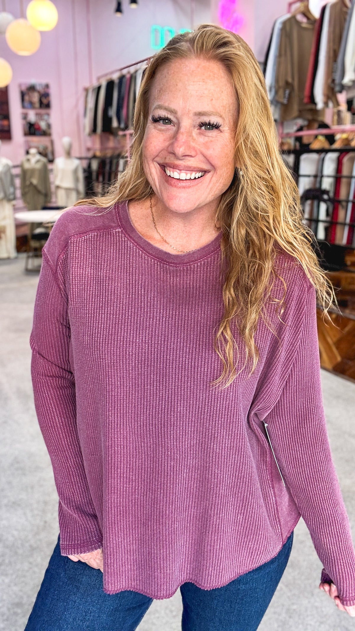 Free Weekend Waffle Knit Long Sleeve