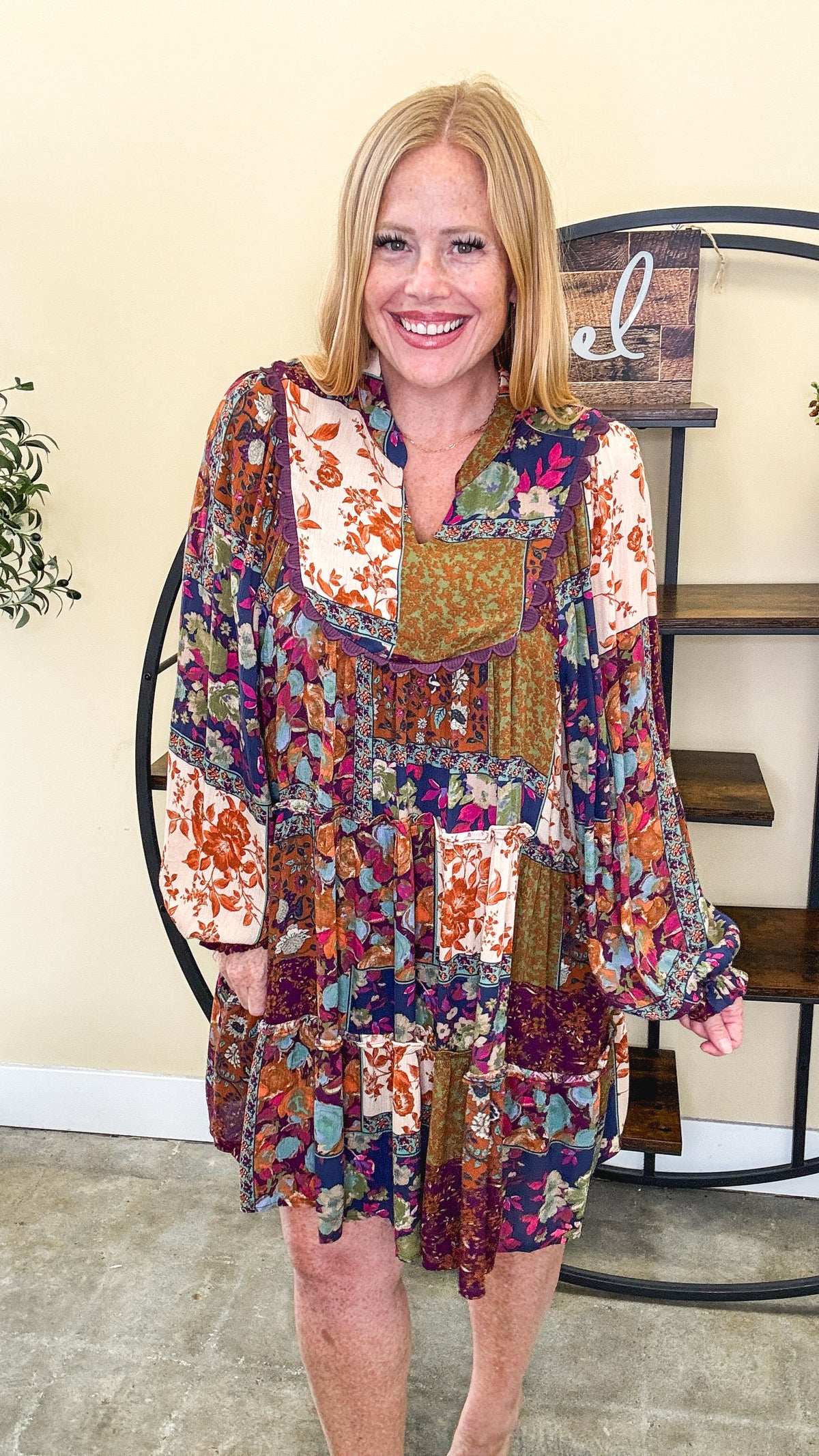 Plum Story Patchwork Gauze Dress