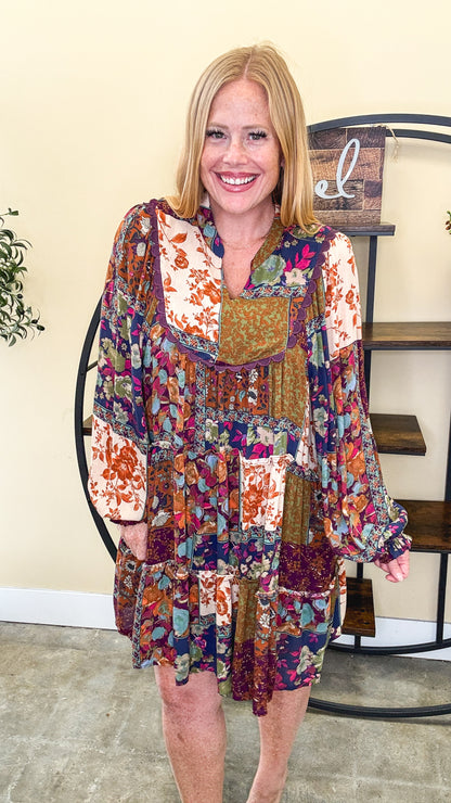 Plum Story Patchwork Gauze Dress