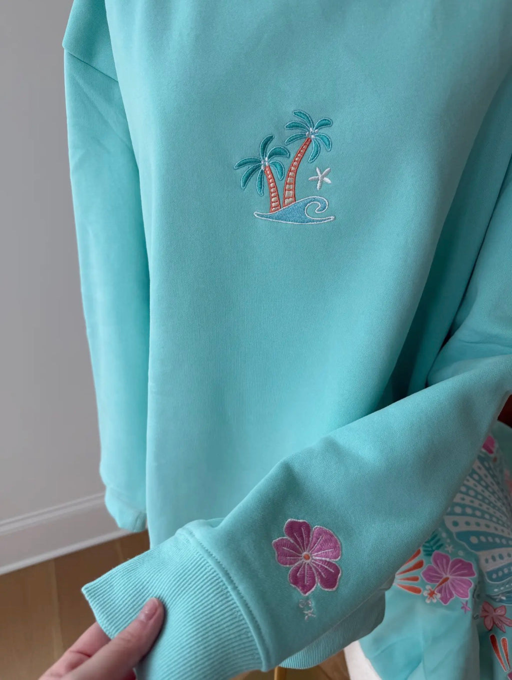 PREORDER - Ocean Gem Mock Neck Embroidered Sunkissed Coconut