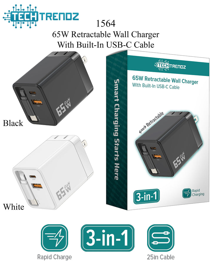 65W Retractable Wall Charger