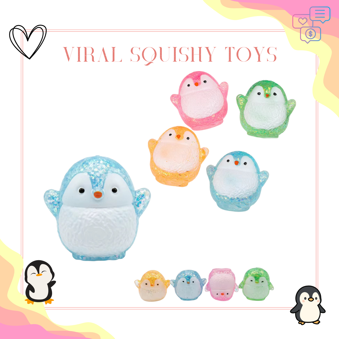 Squishy Toy - Glitter Penguin - PREORDER