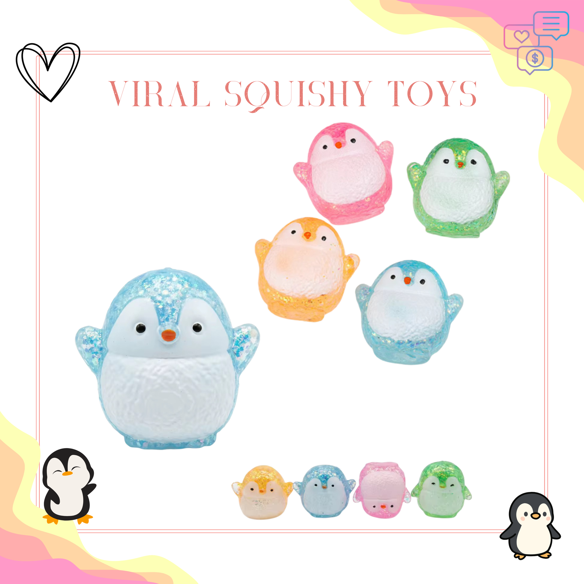 Squishy Toy - Glitter Penguin - PREORDER
