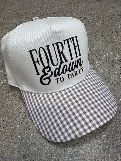 Fourth & Down To Party Khaki/Tan Checkered Trucker Hat