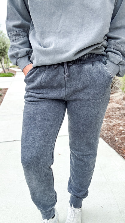 Lace Accent Vintage Wash Crewneck + FREE Mineral Jogger
