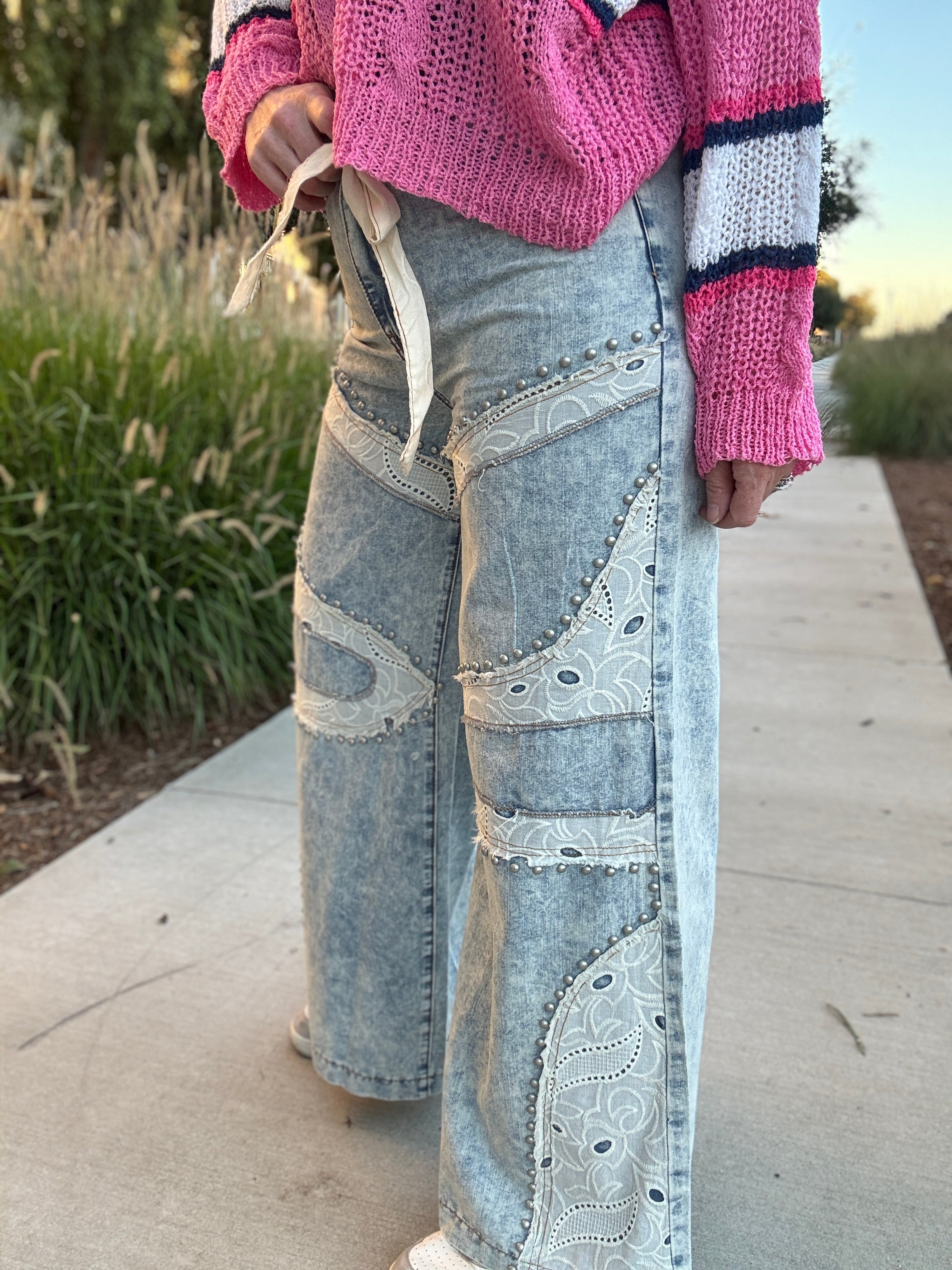 Gypsy Heart Crochet Jeans
