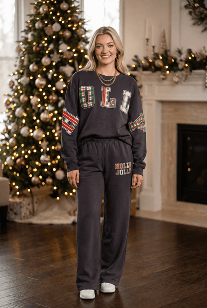 Holly Jolly Patch Charcoal Sweatpants