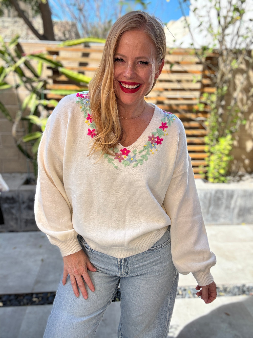 Brighter Days Embroidered Sweater