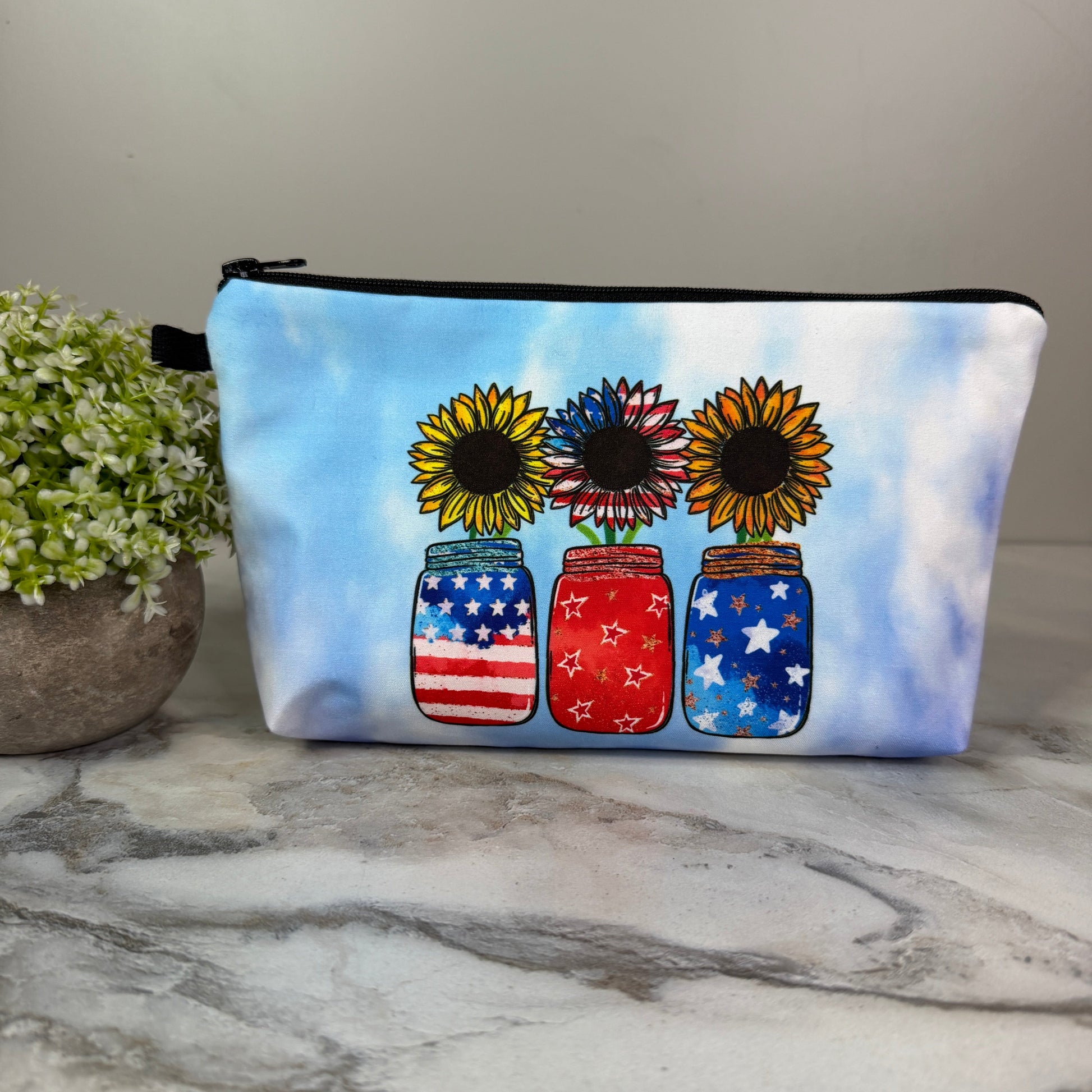 Pouch - Americana, Sunflower Mason Jar