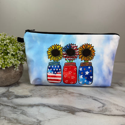 Pouch - Americana, Sunflower Mason Jar