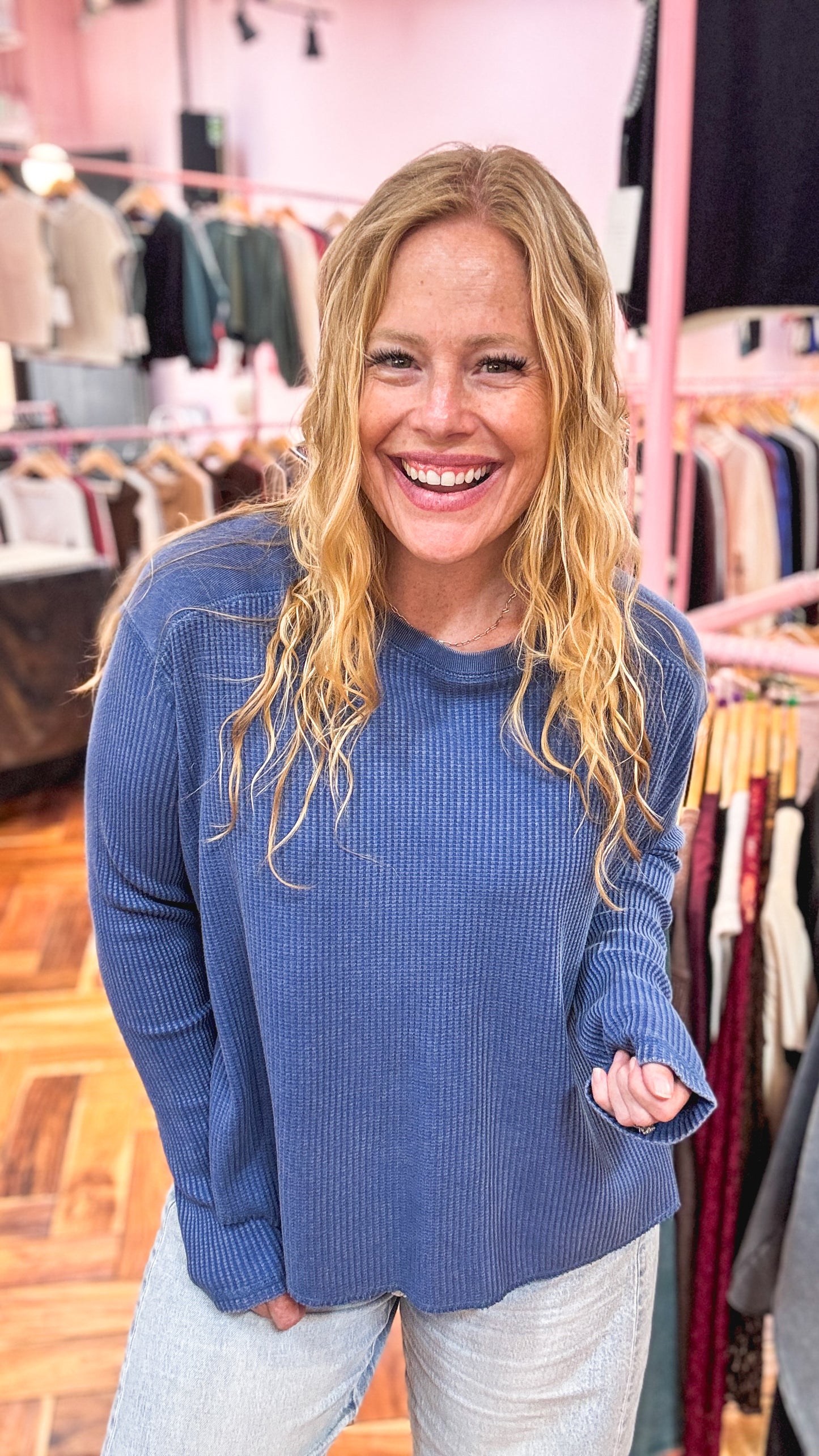 Free Weekend Waffle Knit Top