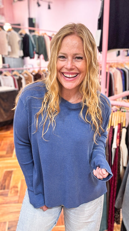Free Weekend Waffle Knit Top