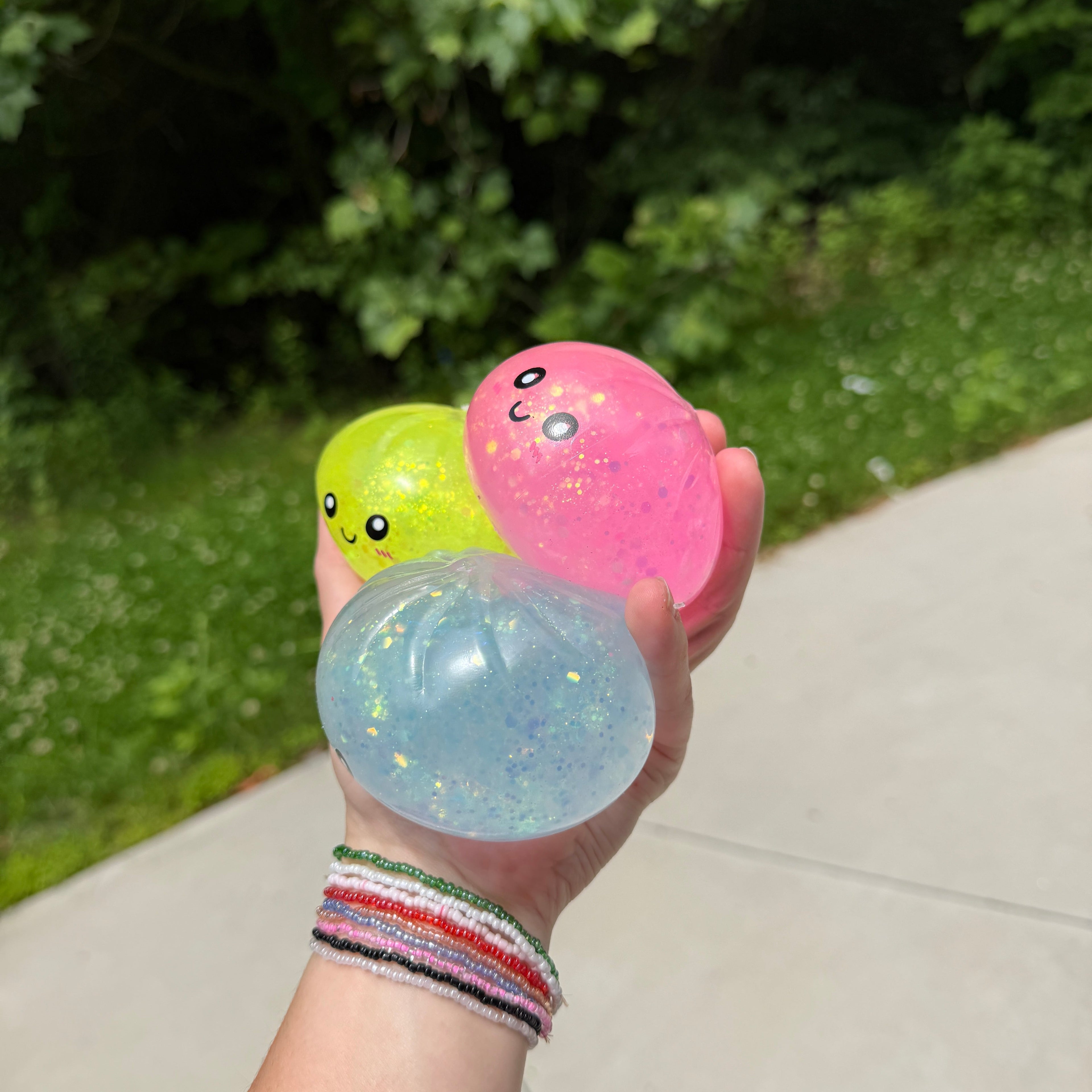 Squishy Toy - Viral Dumpling, Quick Squeeze Glitter - Blue