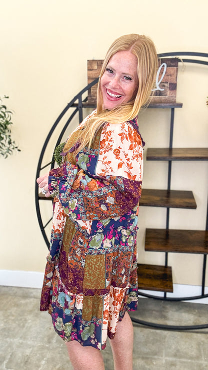 Plum Story Patchwork Gauze Dress
