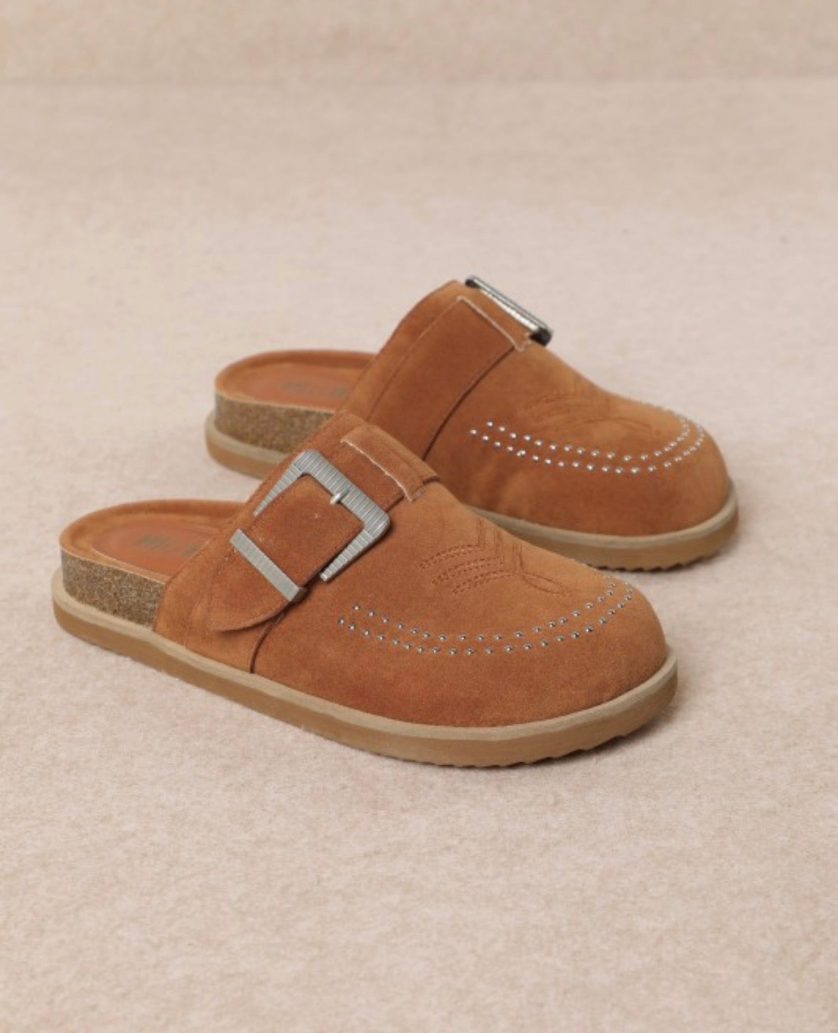 Josephine Suede Slide in Rust