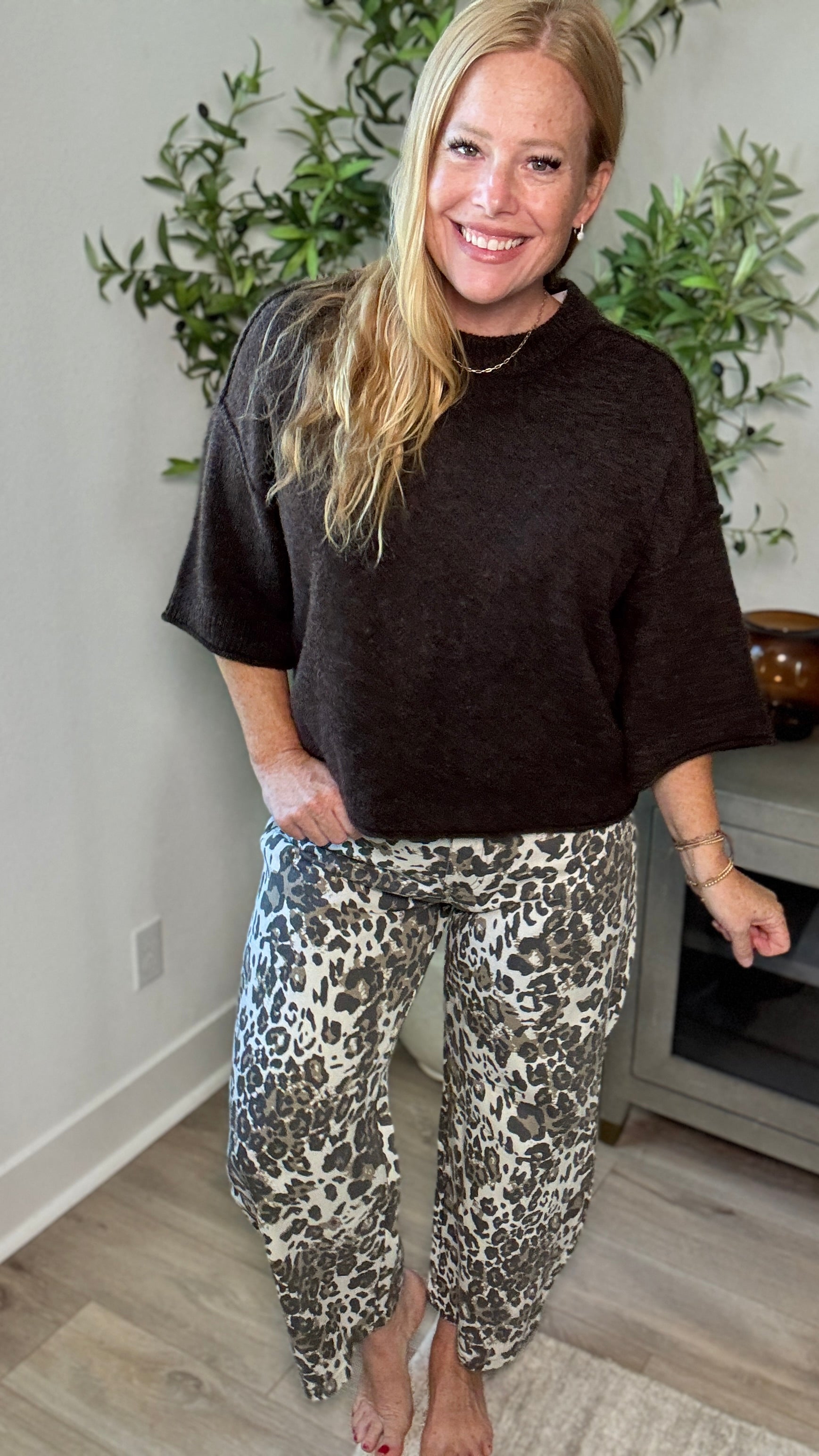 Good Luck Leopard Print Barrel Jean