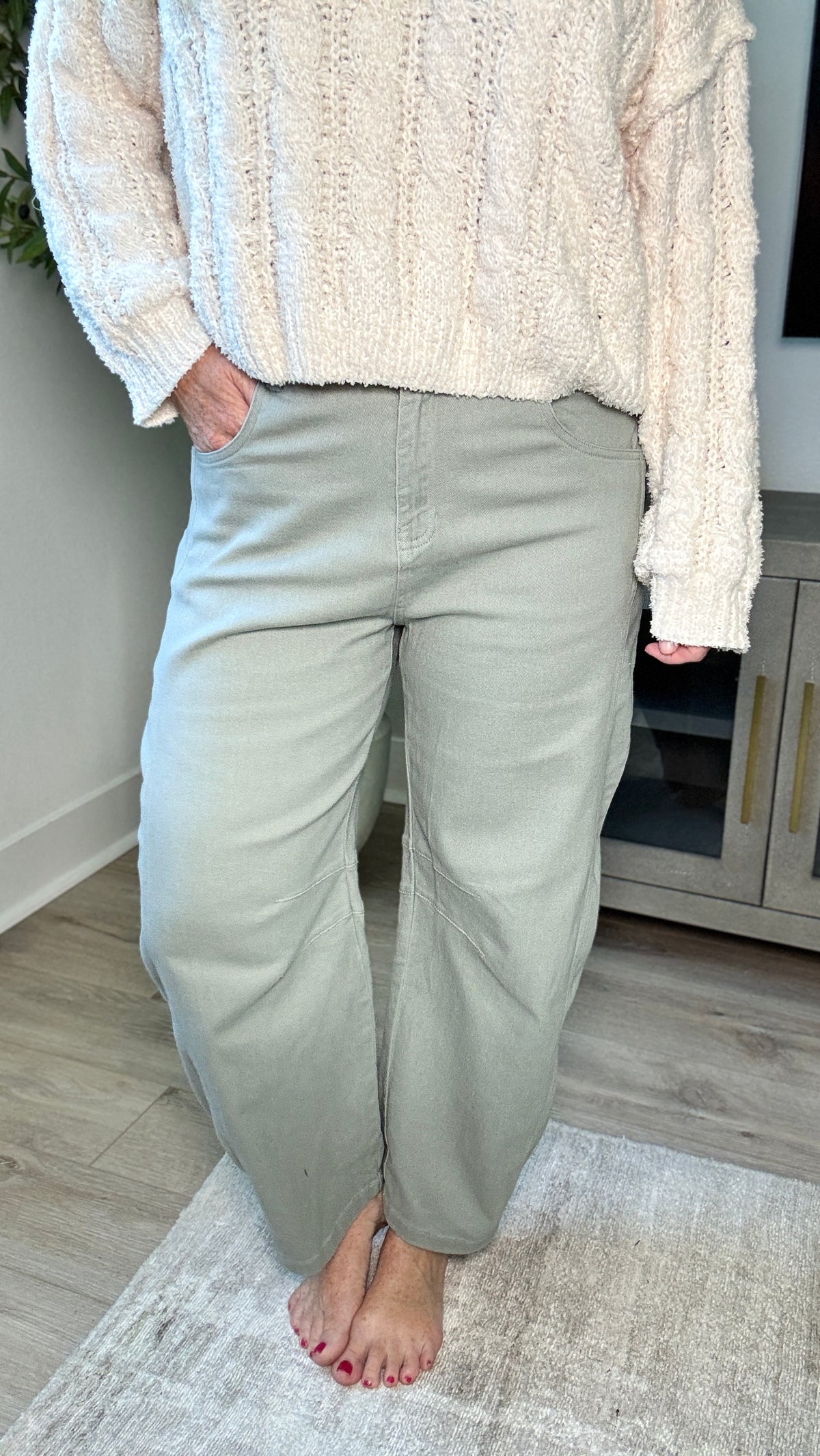 Twill Sage Barrel Pant