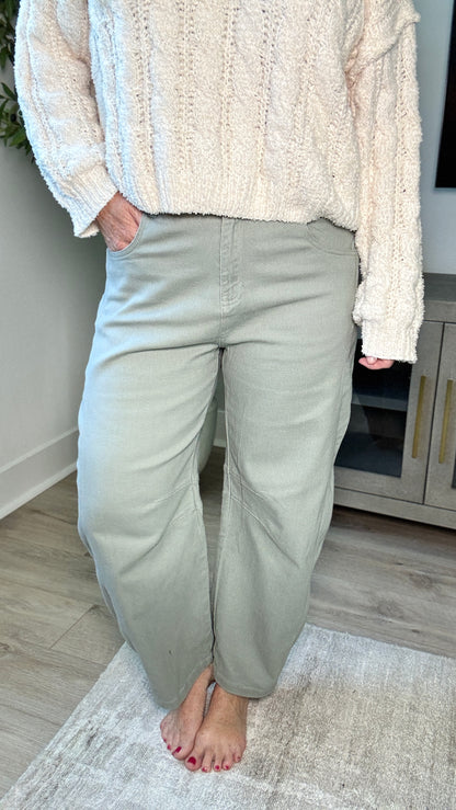 Twill Sage Barrel Pant