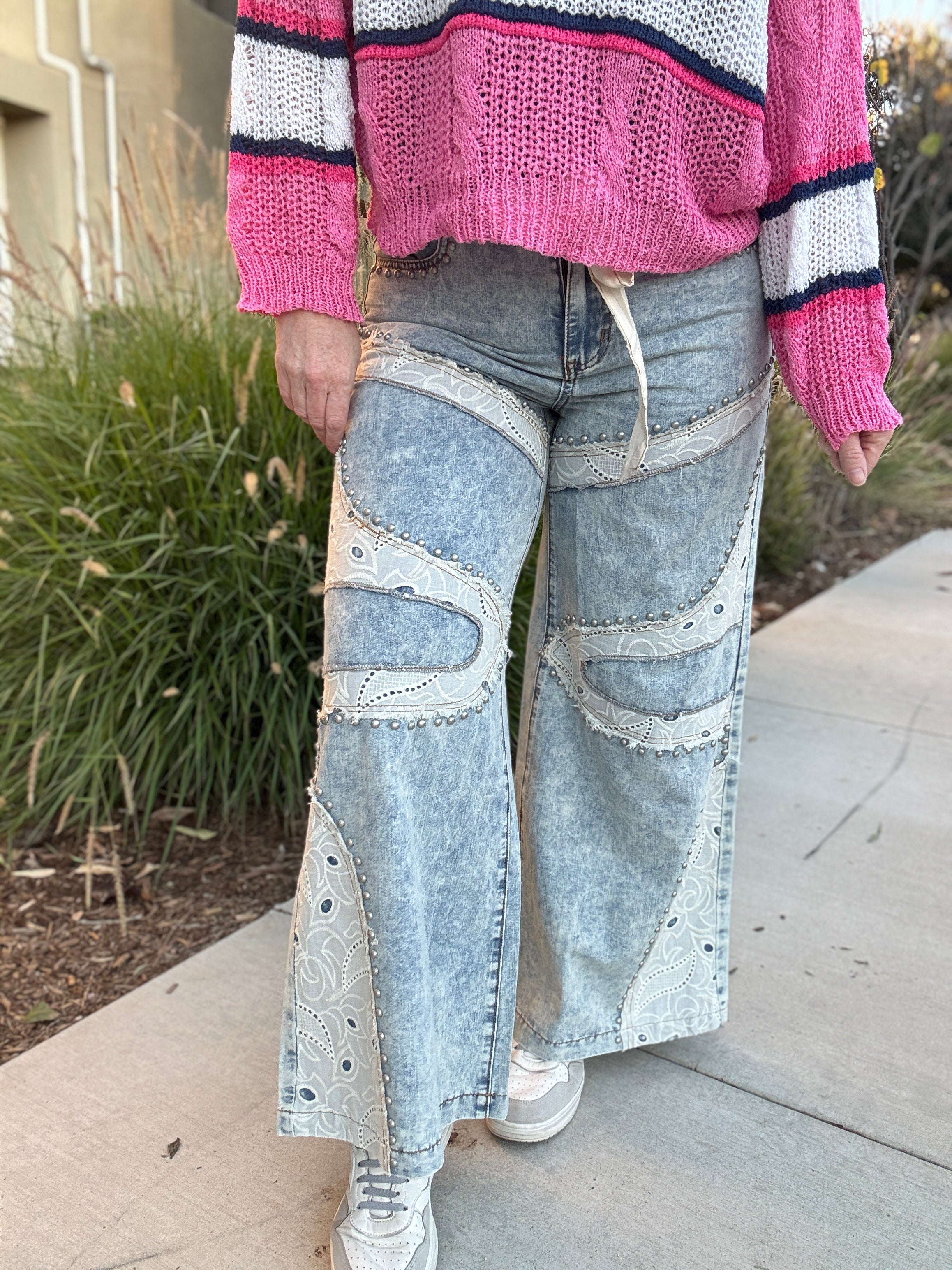 Gypsy Heart Crochet Jeans
