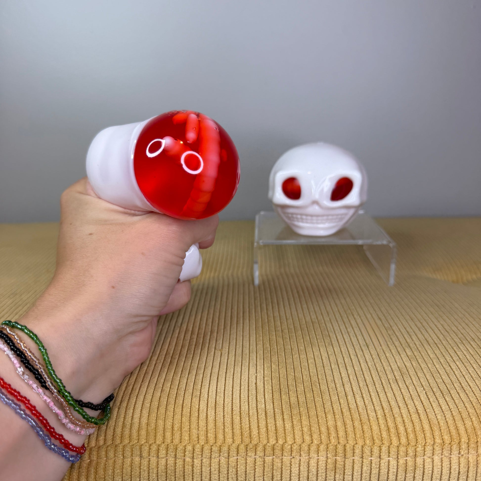 Squishy Toy - Halloween - Skull Head + Worms