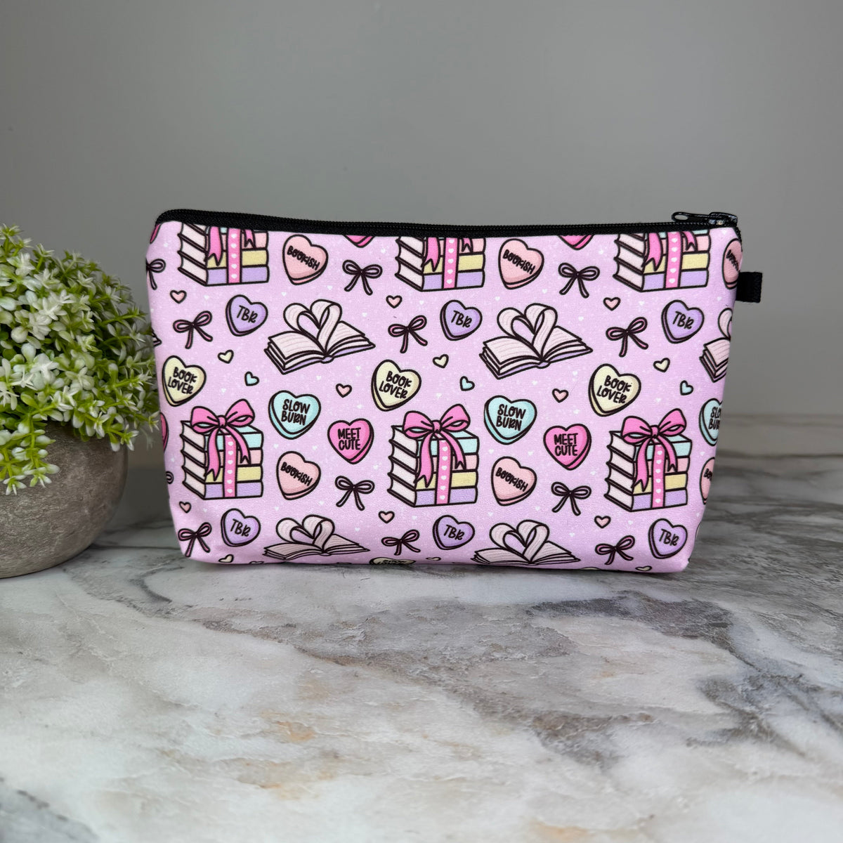 Pouch - Book Heart Romance TBR, Pink