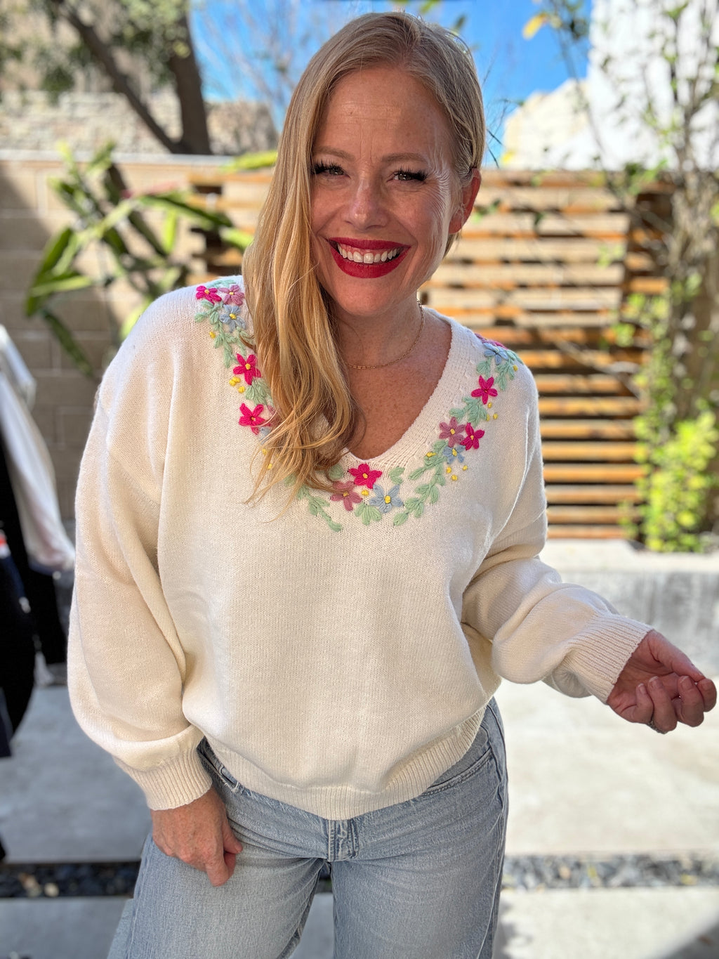 Brighter Days Embroidered Sweater