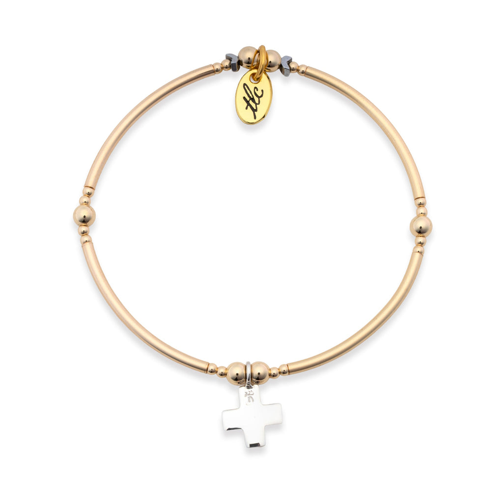 Faith - Gold Filled & Sterling Silver Charmed Stretch Bangle