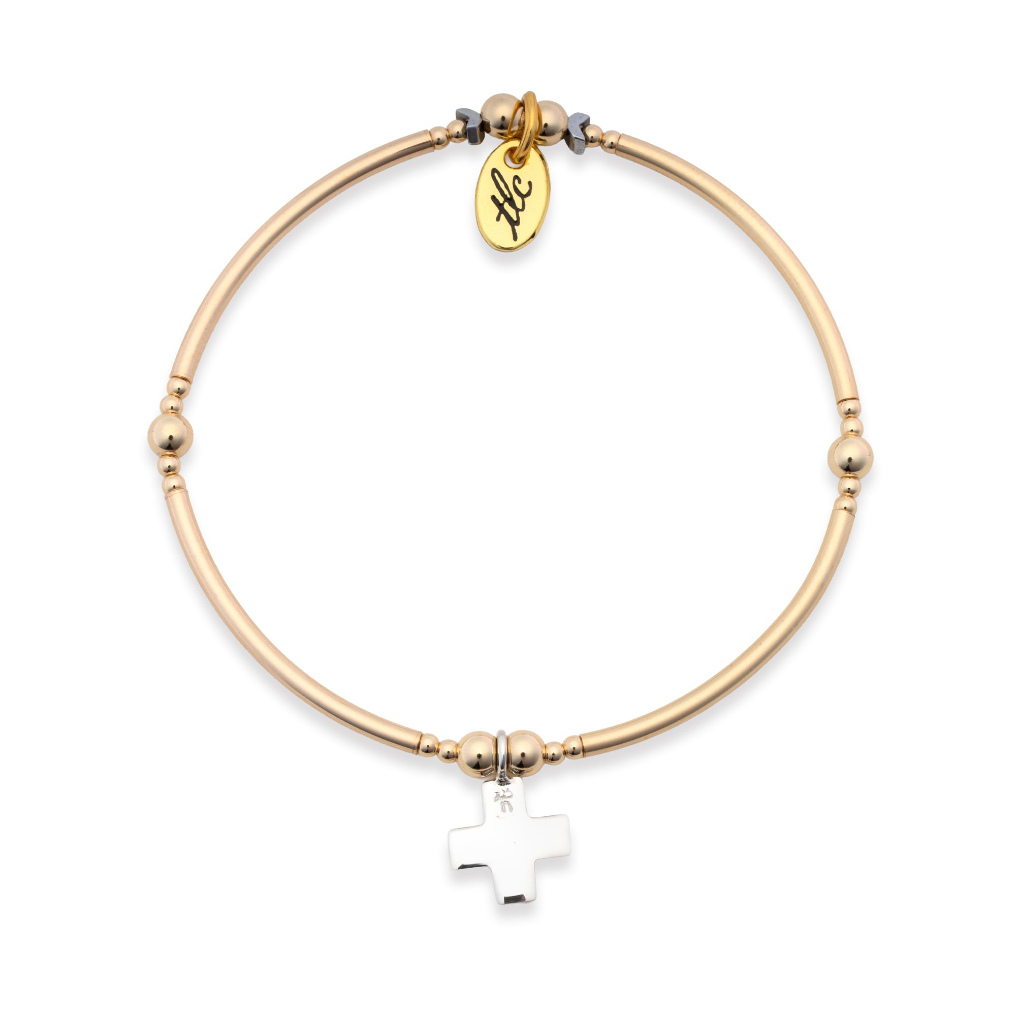 Faith - Gold Filled & Sterling Silver Charmed Stretch Bangle
