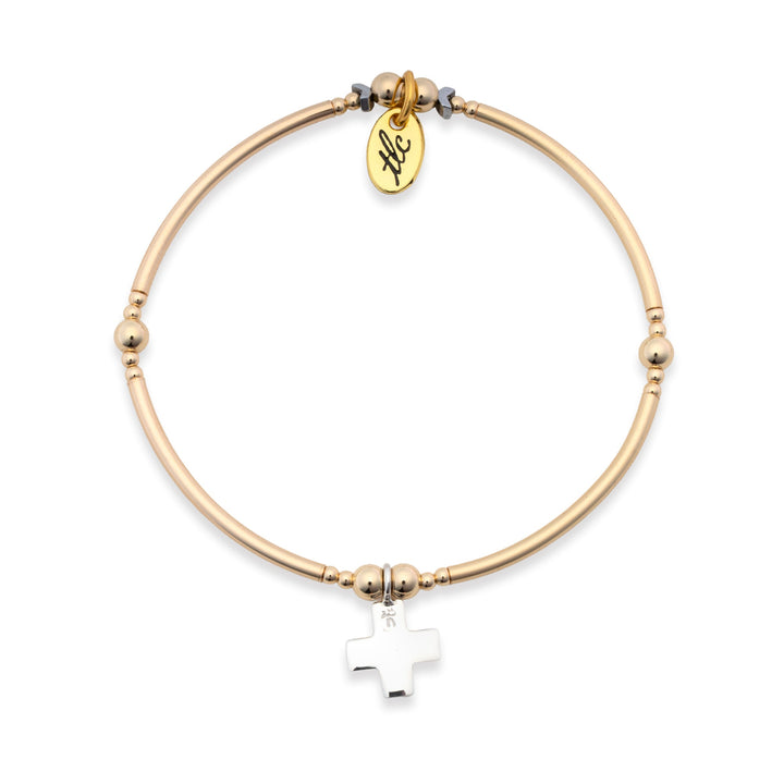 Faith - Gold Filled & Sterling Silver Charmed Stretch Bangle